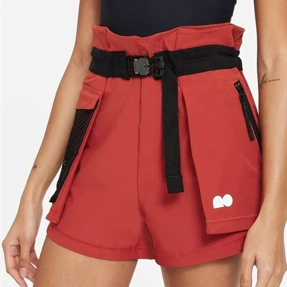 NWT Nike Tennis Shorts Naomi Osaka Utility Belted Orange Nylon Spandex Mesh L - Picture 2 of 16